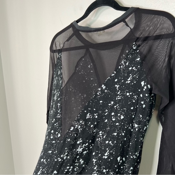 SILENCE + NOISE Splatter Print Sheer Mesh Long Sleeve Top size Small - Picture 3 of 13